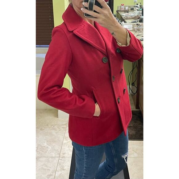 GAP XS Wool red blazer doubled breasted Peacoat classic coat - Picture 5 of 9